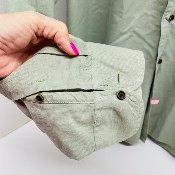 J Crew Factory Mens XL Green Button Down Slim Untucked 100% Cotton Chest Pocket - Picture 6 of 12